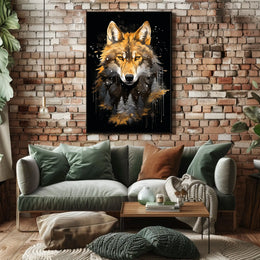 Stylized Wilderness Wolf Depiction Artistic Animal Poster