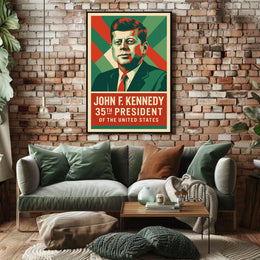 Kennedy 35th President Heritage Midcentury Poster