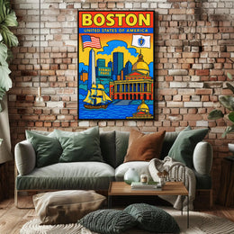 Boston Iconic Landmarks Poster PosterGoat