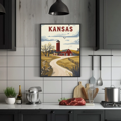 Kansas Prairie House Vintage Poster