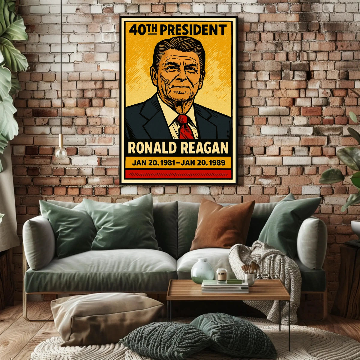 Ronald Reagan 40th President of the United States Inked Comic Style Poster