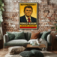 Ronald Reagan 40th President of the United States Inked Comic Style Poster
