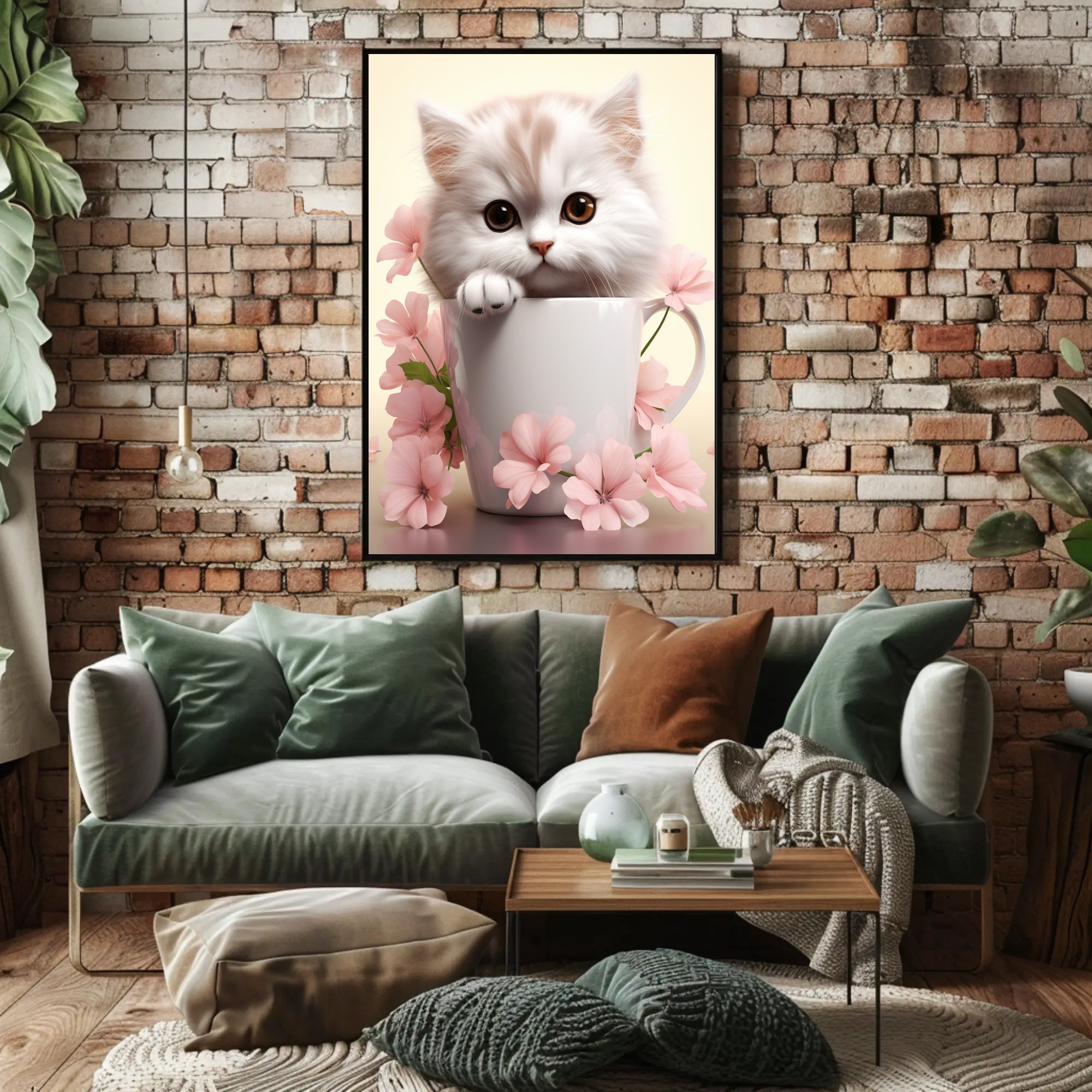 Kitten In A Cup Poster PosterGoat