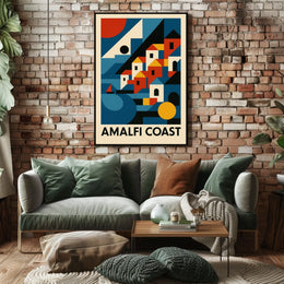 Amalfi Coast Geometric Art Poster For Elegant Wall Decor