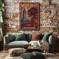 Baton Rouge Scenic Vintage Louisiana Poster