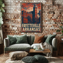 Fayetteville Vintage Travel Architecture Patriotic Poster