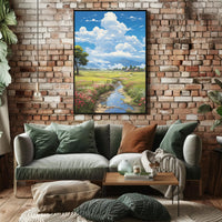 Serene and Idyllic Countryside Landscape Artistic Poster