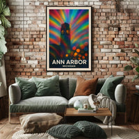 Ann Arbor Clock Tower Rainbow Surreal Urban Poster