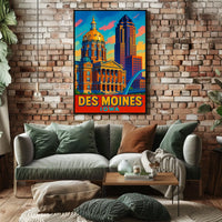 Des Moines, Iowa Vibrant Cityscape Poster