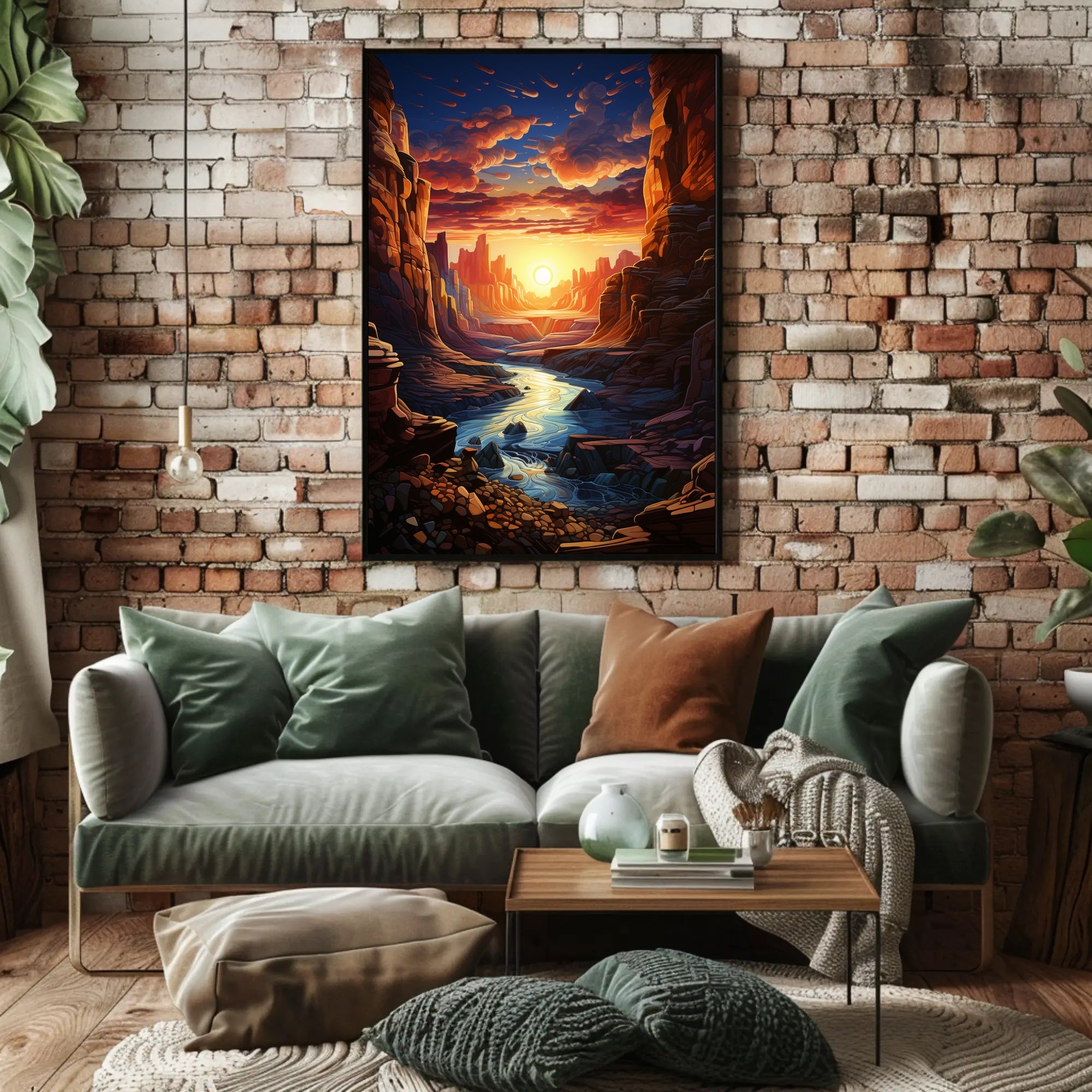 Sunset Over Canyon Poster