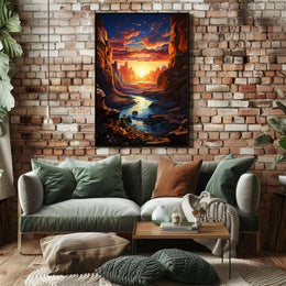 Sunset Over Canyon Poster