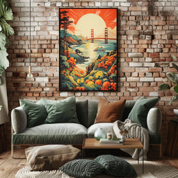 Golden Gate Bridge Vintage Travel Art Travel Poster