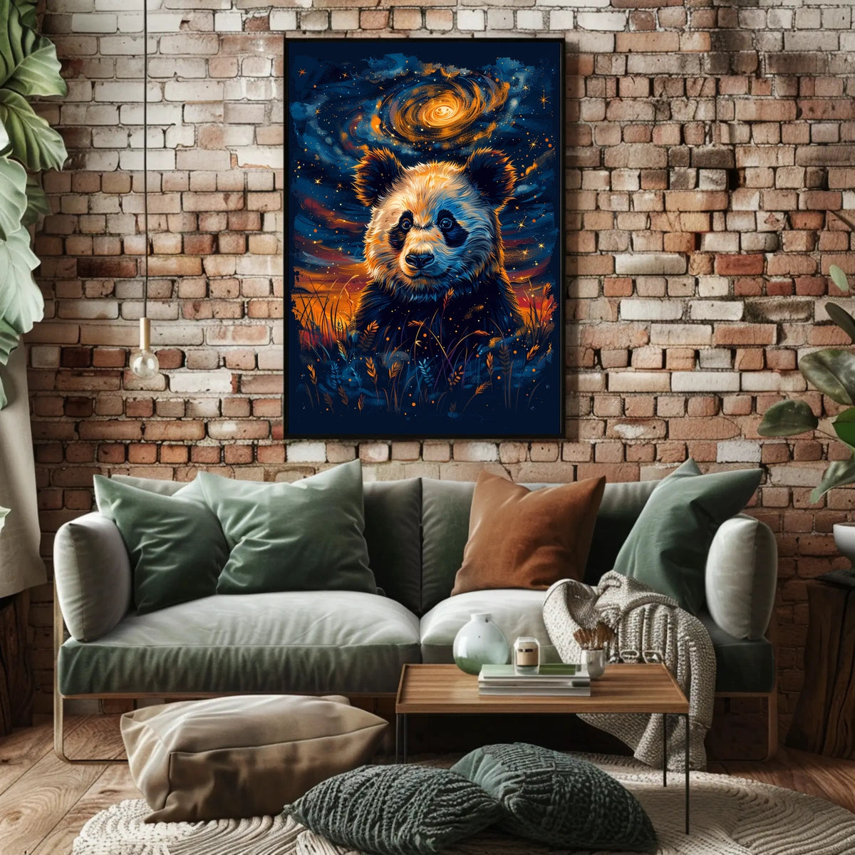 Cosmic Panda in Celestial Night Artistic Animal Poster