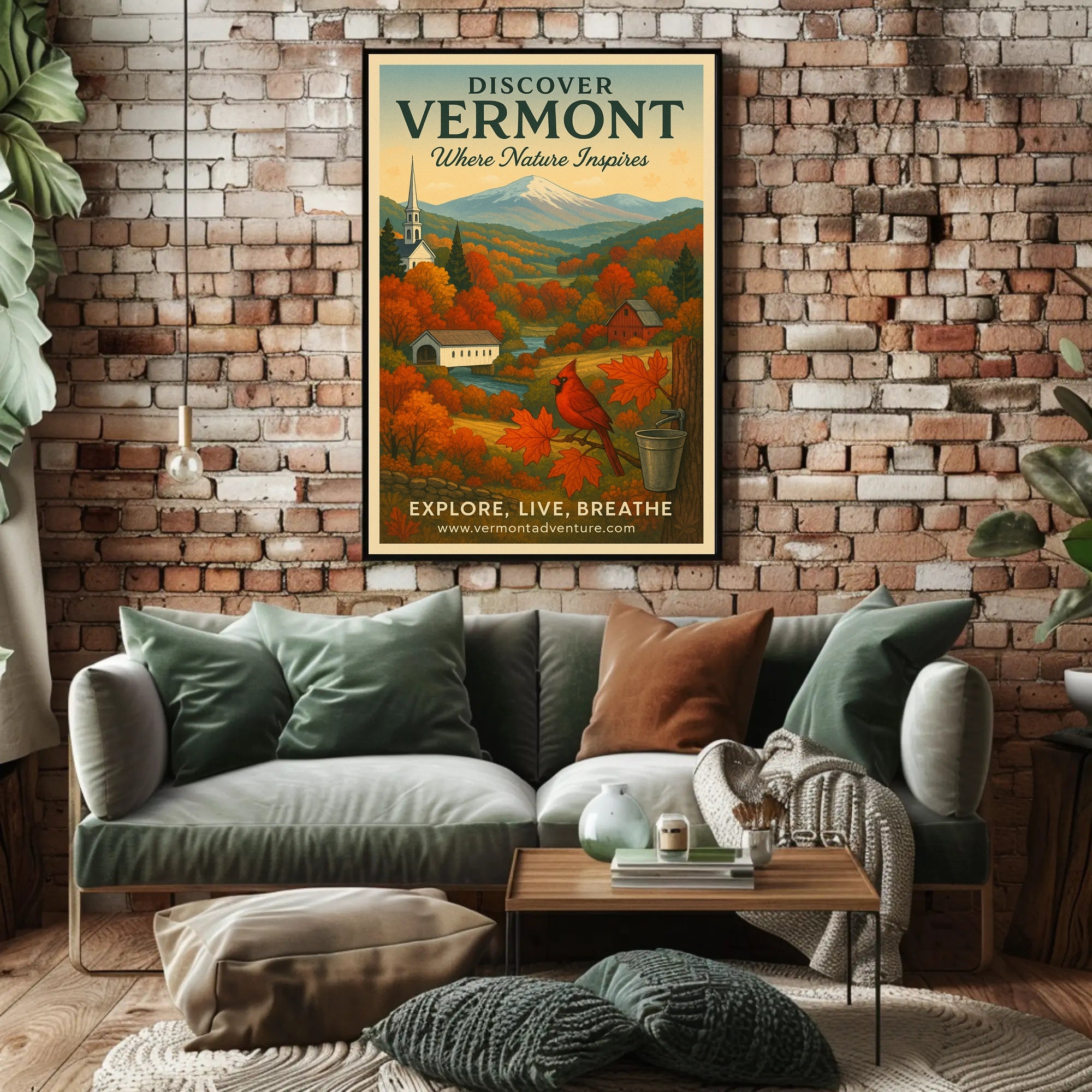 Vermont Scenic Travel Poster Vintage Nature Print