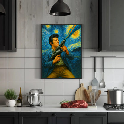 Elvis Starry Night Warrior Strength In Stars Vintage Travel Poster