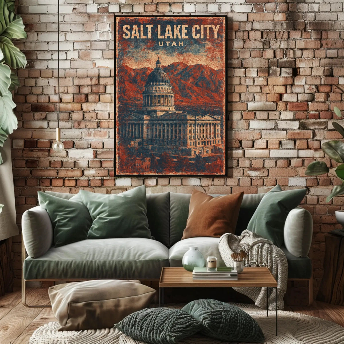 Utah State Capitol Vintage Travel Patriotic Poster