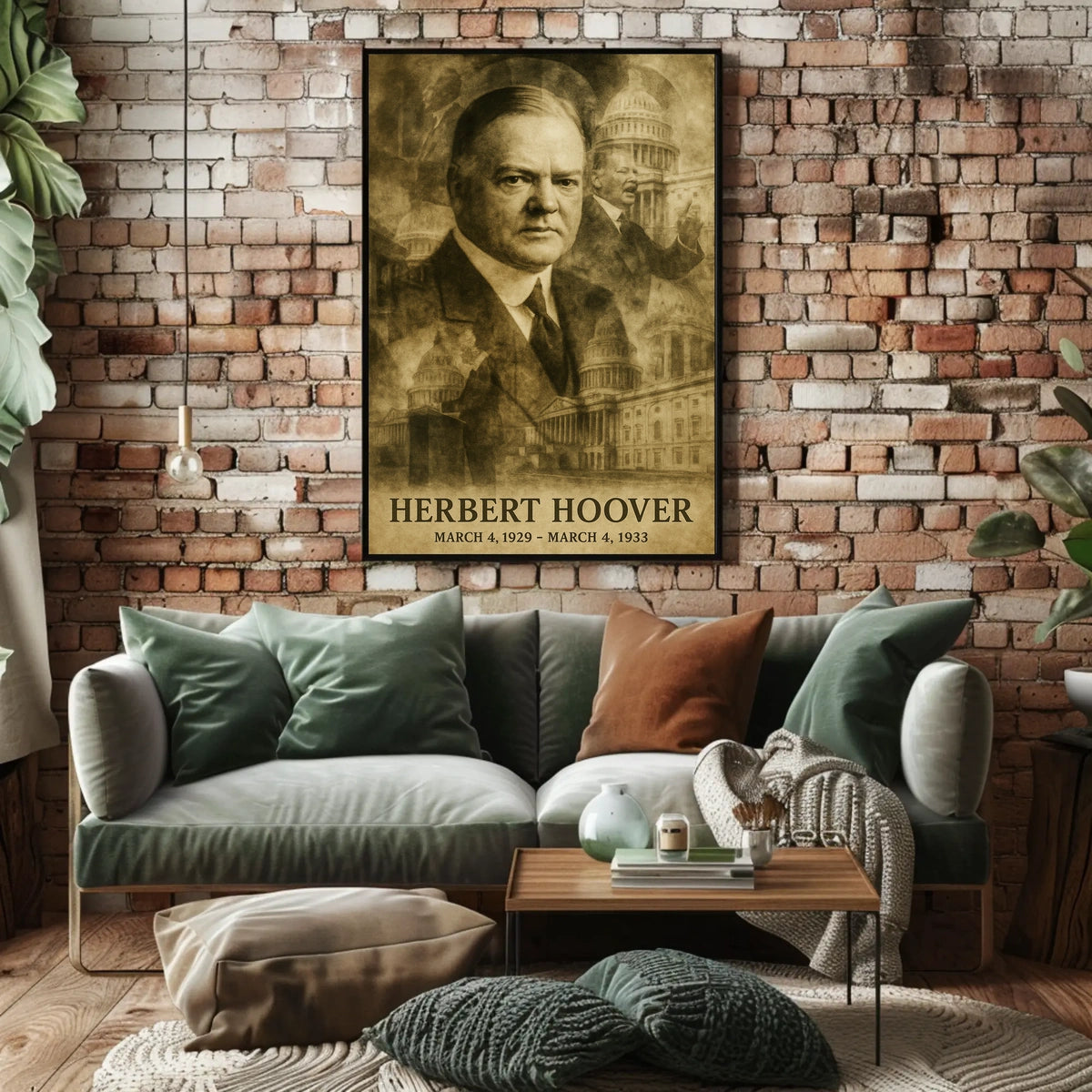 Herbert Hoover 31st President of the United States Double Exposure Poster
