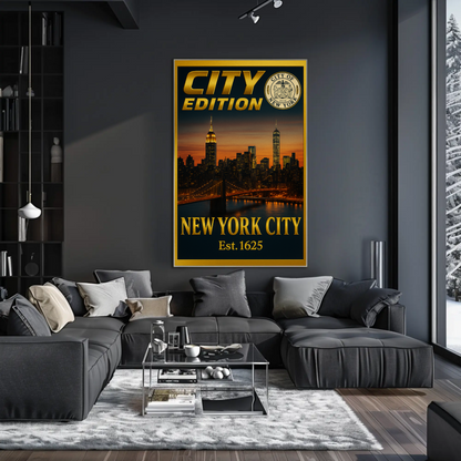 New York City Skyline City Edition Travel Poster