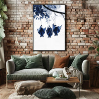 Bats in Nature Watercolor Monochrome Tranquility Poster