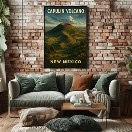 Capulin Volcano Vintage Travel Wanderlust Poster