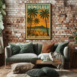 Island Christmas in Honolulu Poster