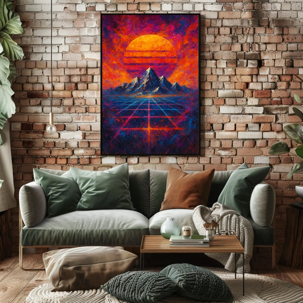 Futuristic Abstract Landscape with Synthwave Aesthetic Poster