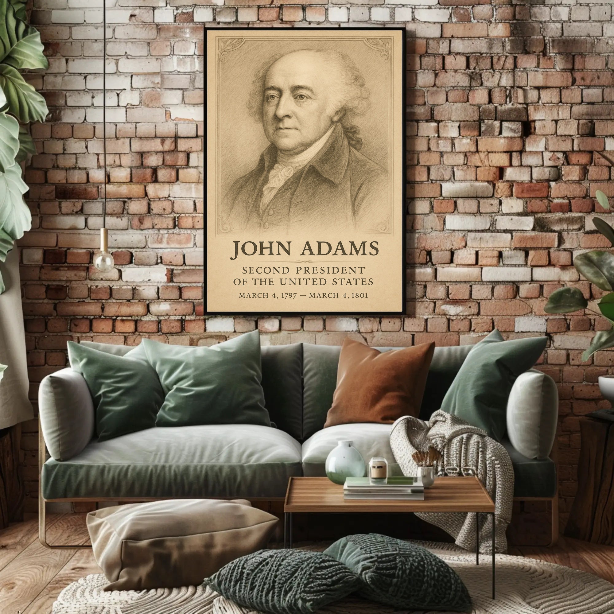 John Adams 2nd President Sketch Poster Art Print Decor PosterGoat