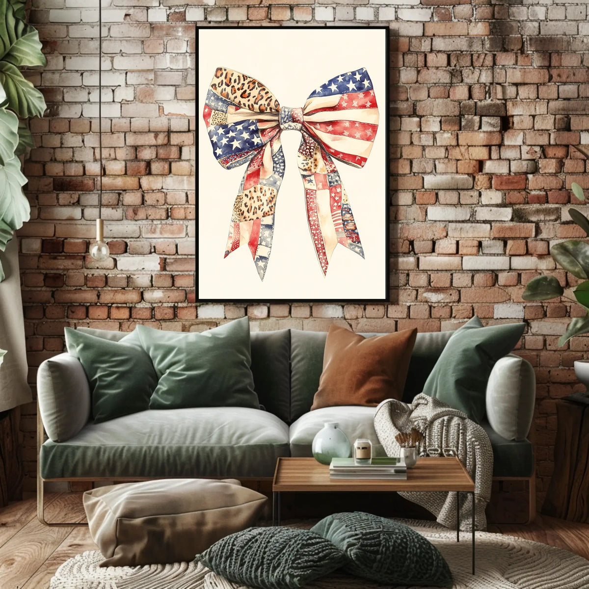 Large Coquette Bow American Flag Patriotic Wall Poster