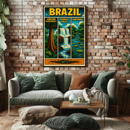 Brazil's Iconic Natural Wonders Vintage Poster