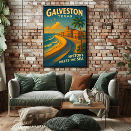 Galveston, Texas History Meets The Sea Poster