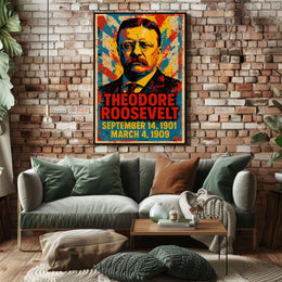 Theodore Roosevelt 26th President of the United States Street Art Mashup Poster