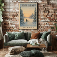 Higgins Lake Winter Scene Serene Tranquility Ice Fishing Poster