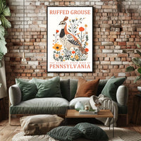 Ruffed Grouse Pennsylvania State Bird Art Poster