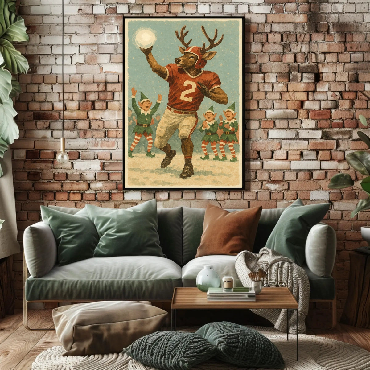 Reindeer Quarterback In Holiday Game Poster