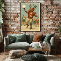 Reindeer Quarterback In Holiday Game Poster