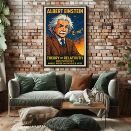 Albert Einstein Relativity Theory Vintage Science Wall Art Home Office Decor Poster
