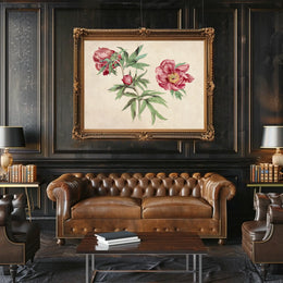 Botanical Elegance Red-Peony Flowers Vintage Artistic Poster