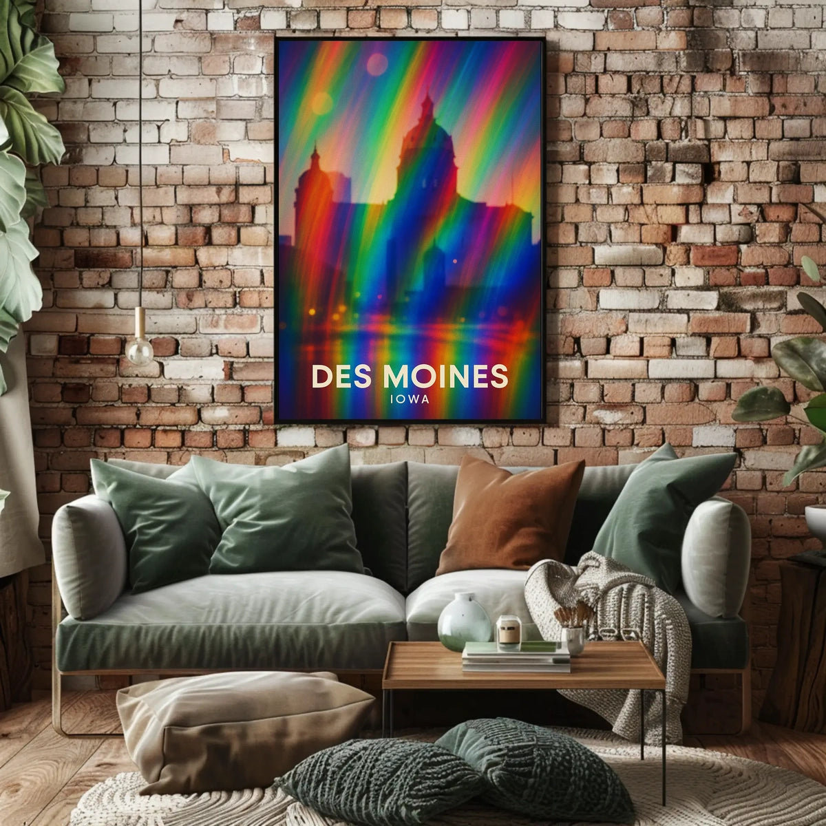 Des Moines Cityscape Digital Painting Vibrant Poster