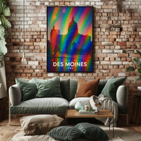 Des Moines Cityscape Digital Painting Vibrant Poster