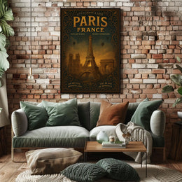 Paris City of Lights Vintage Travel Poster