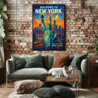Welcome To New York Poster Modern Urban Life Wall Art