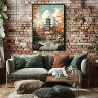 Tranquil Pagoda In Autumn Poster