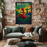 Brazil Culture and Nature Dance Parrots Christ The Redeemer Poster