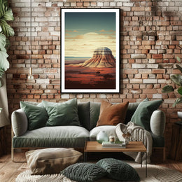Desert Landscape Illustration Poster Modern Wall Art