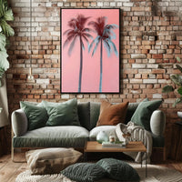 Palm Trees Poster Tropical Pink Minimalist Wall Art