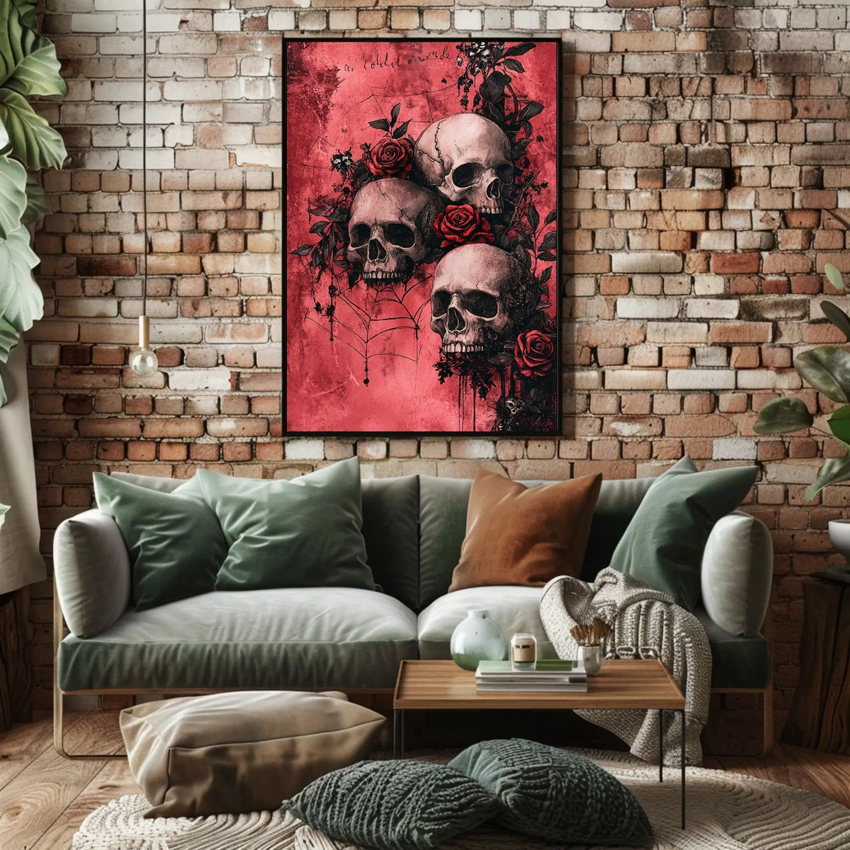Gothic Skull and Rose Art Print - Artistic Poster