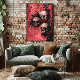 Gothic Skull and Rose Art Print - Artistic Poster