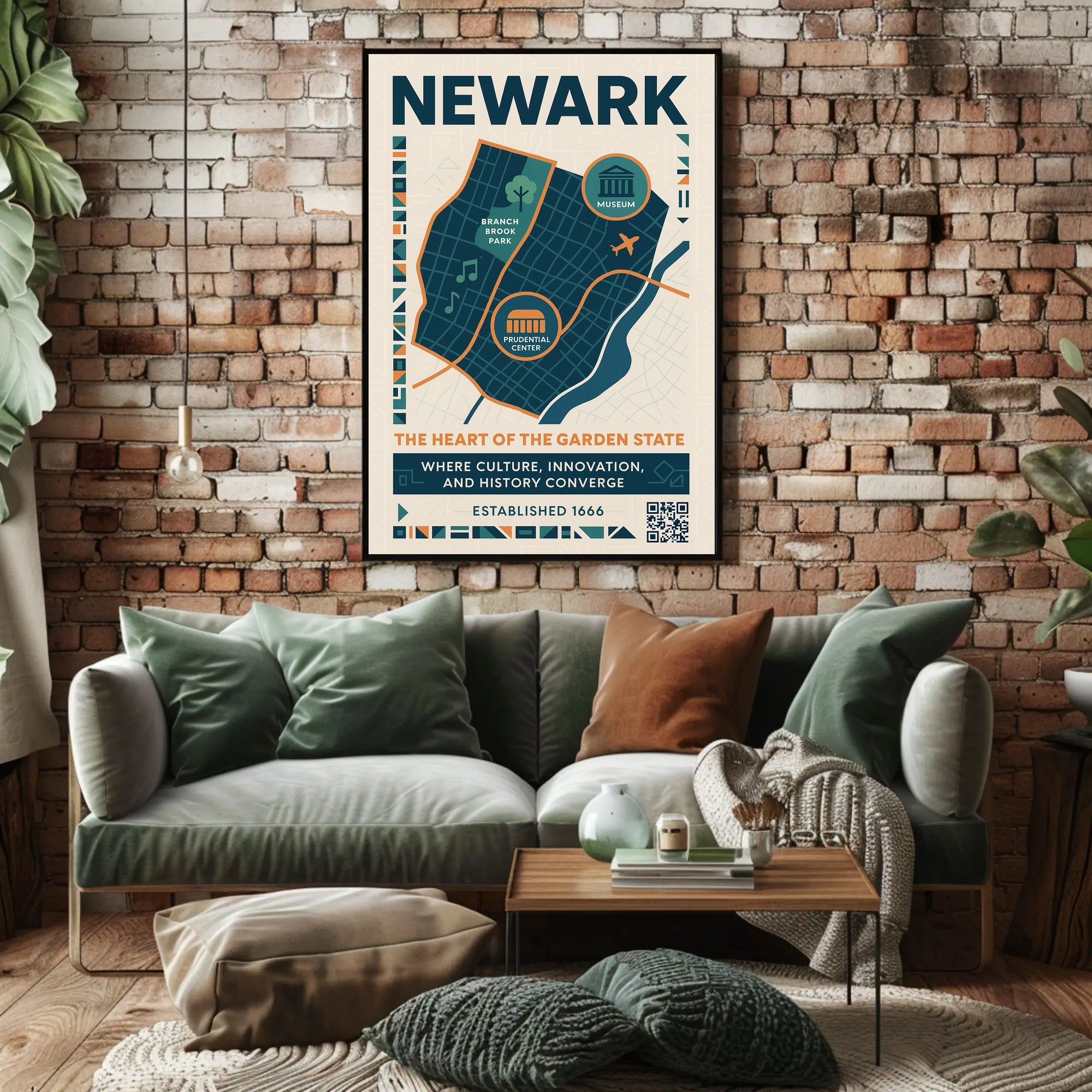 Newark Vibrant Urban Cityscape Modern Infographic Travel Poster PosterGoat