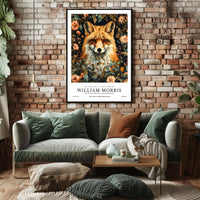 Fox in Floral Elegance: Artistic Poster
