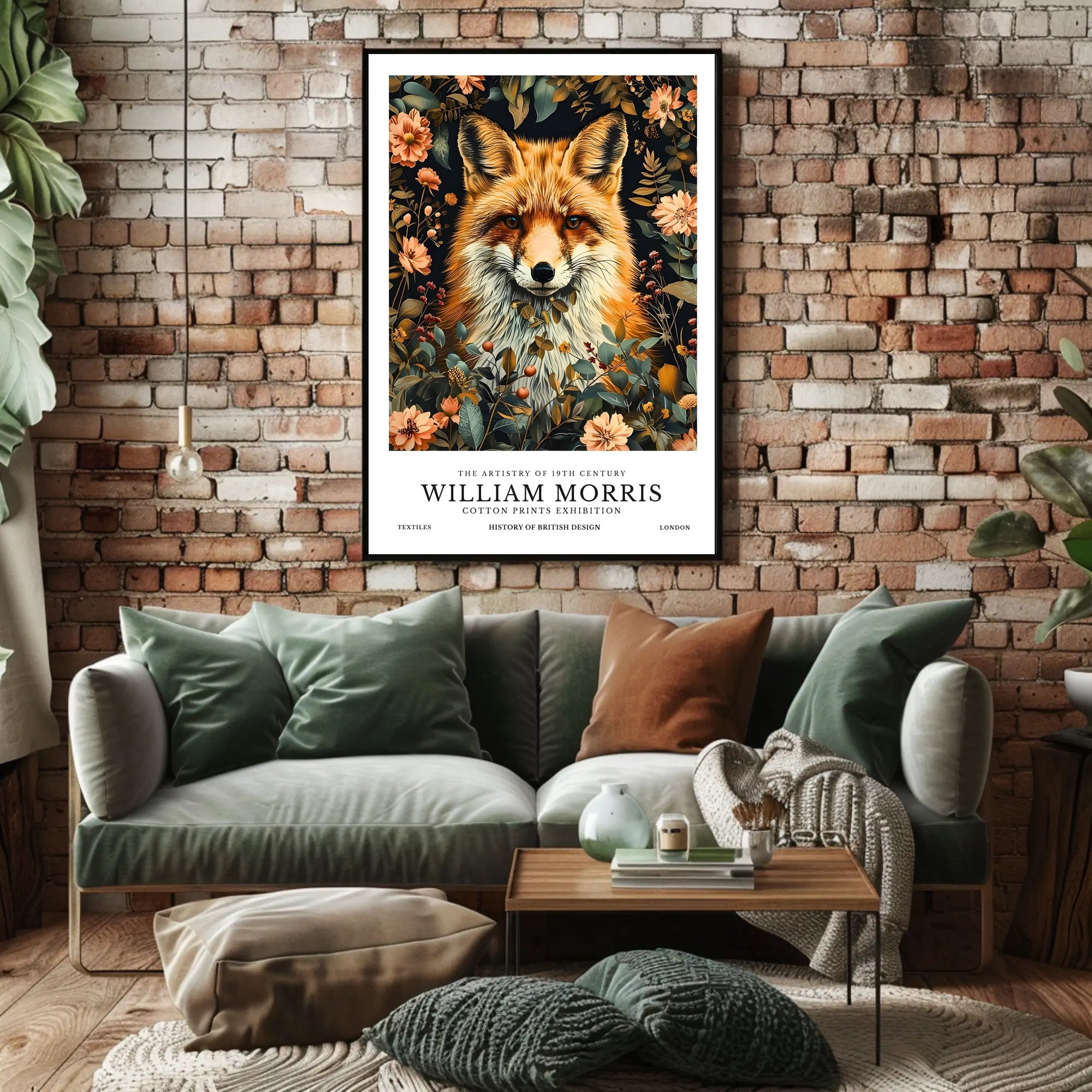 Fox in Floral Elegance: Artistic Poster